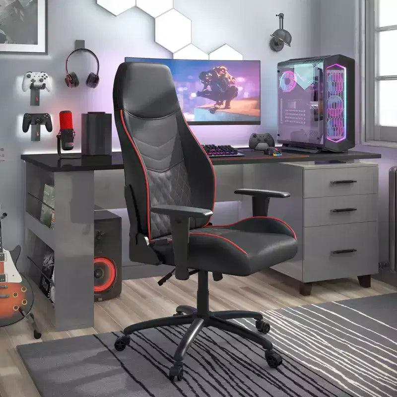 24/7 Shop At Home Sedia Gaming Ansar in Ecopelle Cucita a Diamante
