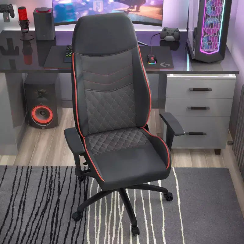 24/7 Shop At Home Sedia Gaming Ansar in Ecopelle Cucita a Diamante