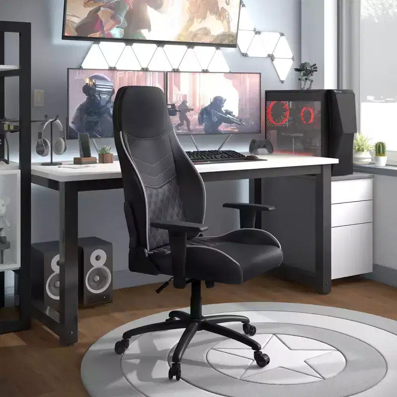 24/7 Shop At Home Sedia Gaming Ansar in Ecopelle Cucita a Diamante