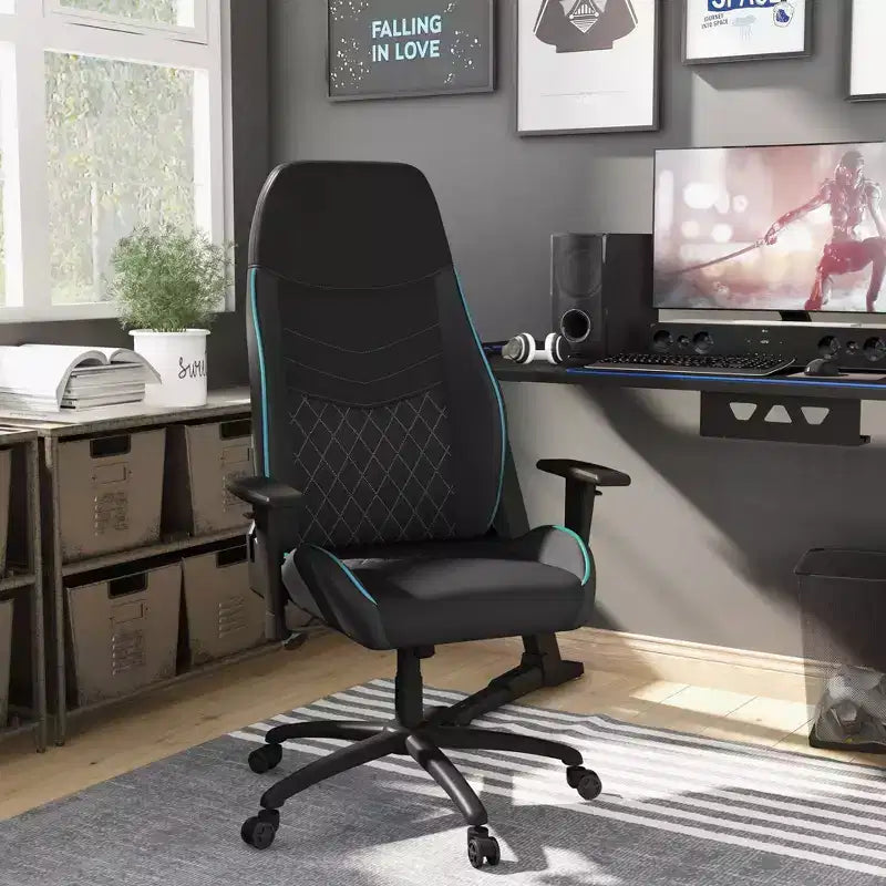 24/7 Shop At Home Sedia Gaming Ansar in Ecopelle Cucita a Diamante