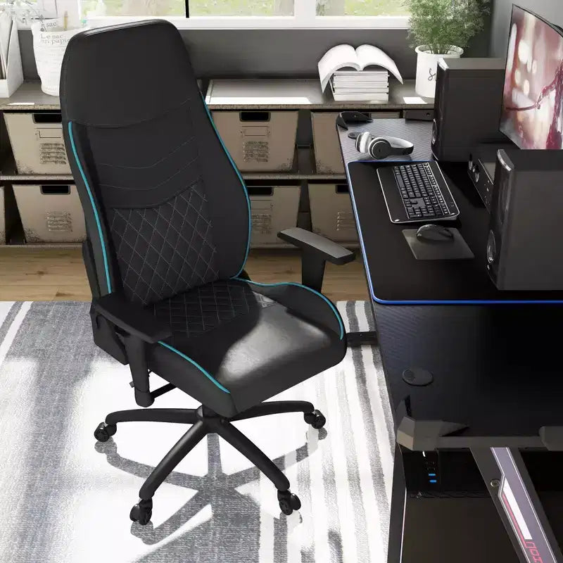 24/7 Shop At Home Sedia Gaming Ansar in Ecopelle Cucita a Diamante