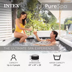 Intex PureSpa Plus Greystone Spa gonflable carré pour 4 personnes, 83 x 28