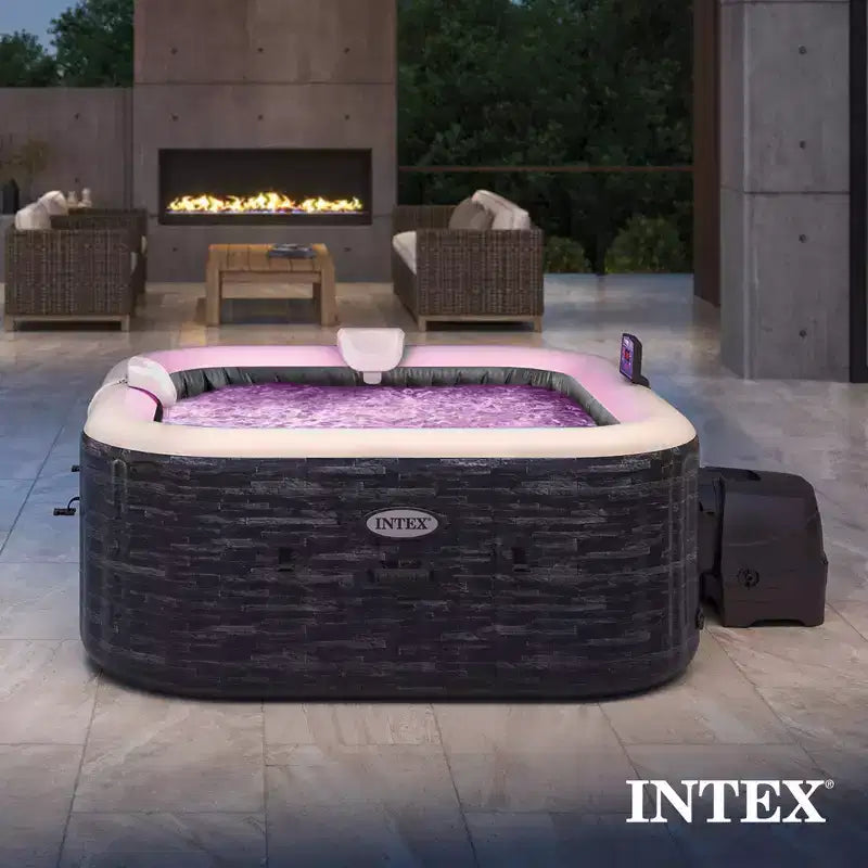 Intex PureSpa Plus Greystone Spa gonflable carré pour 4 personnes, 83 x 28