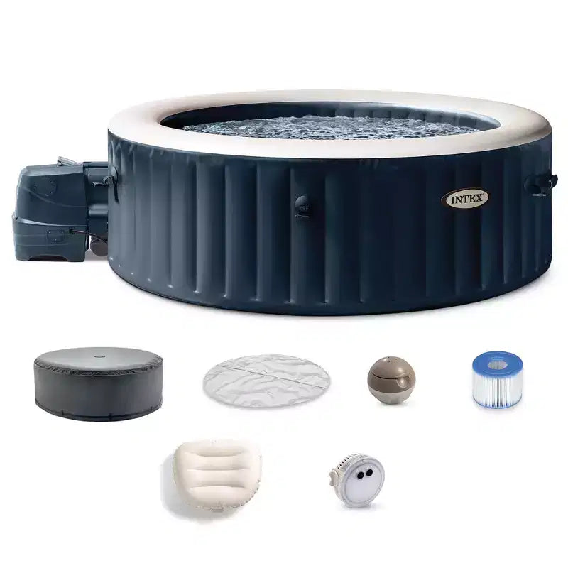 Intex 28429EP PureSpa Plus 4 Person Inflatable Hot Tub Bubble Jet Spa, 77 x 28
