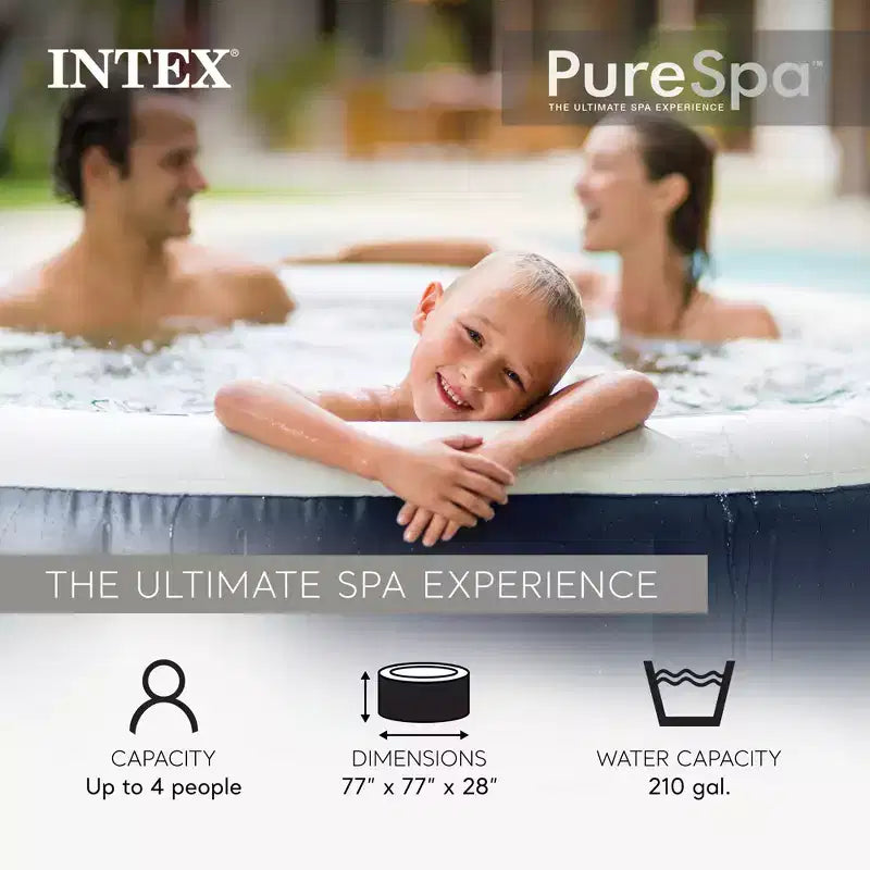 Intex 28429EP PureSpa Plus Spa Gonflable à Bulles pour 4 Personnes, 77 x 28