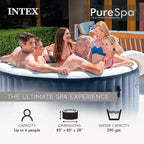 Spa gonflable rond Intex PureSpa Plus 6 personnes avec 170 diffuseurs à bulles, bleu