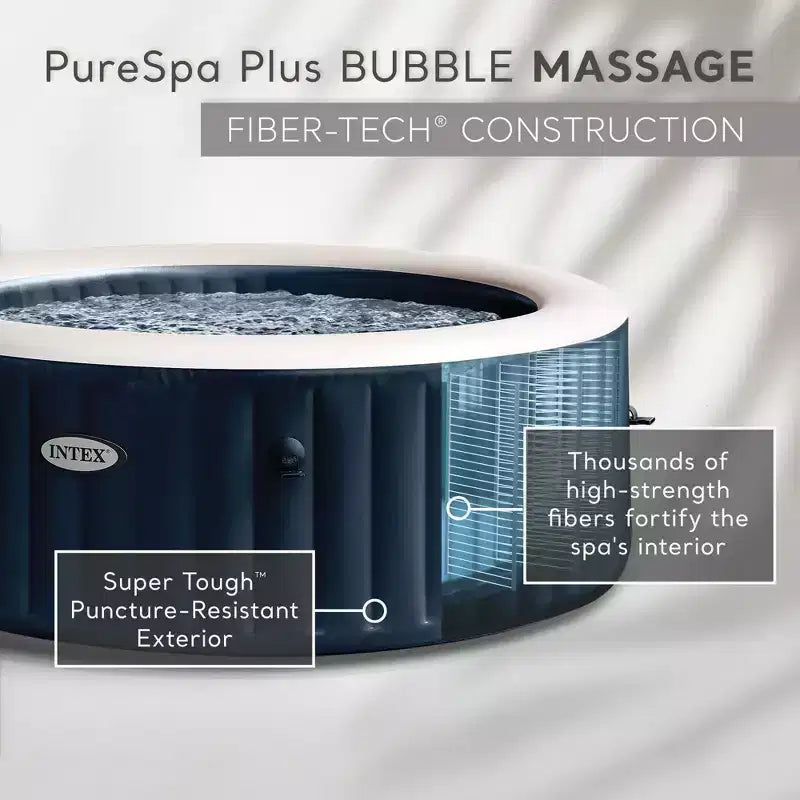 Spa gonflable rond Intex PureSpa Plus 6 personnes avec 170 diffuseurs à bulles, bleu