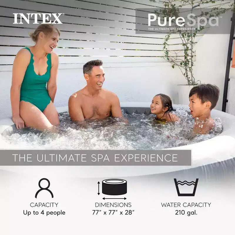 Intex 28439EP PureSpa Plus Jet Bulles Gonflable Gris Bois, 77 x 28