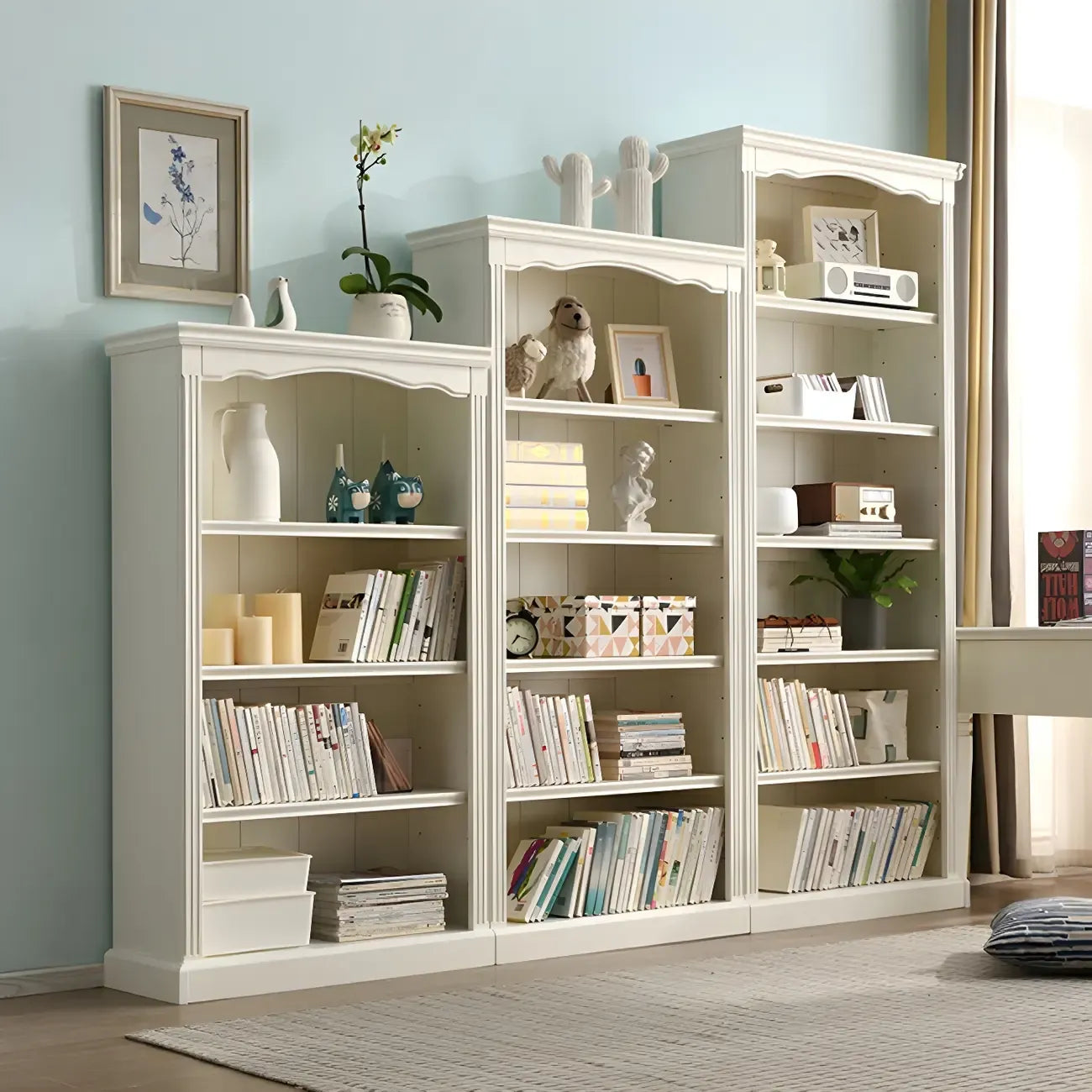 Bibliothèque rectangulaire classique et simple en bois blanc