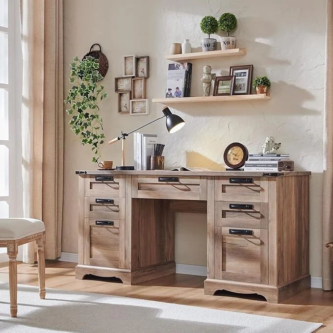 Bureau de direction style ferme, bureau en bois pour bureau à domicile, bureau d'ordinateur