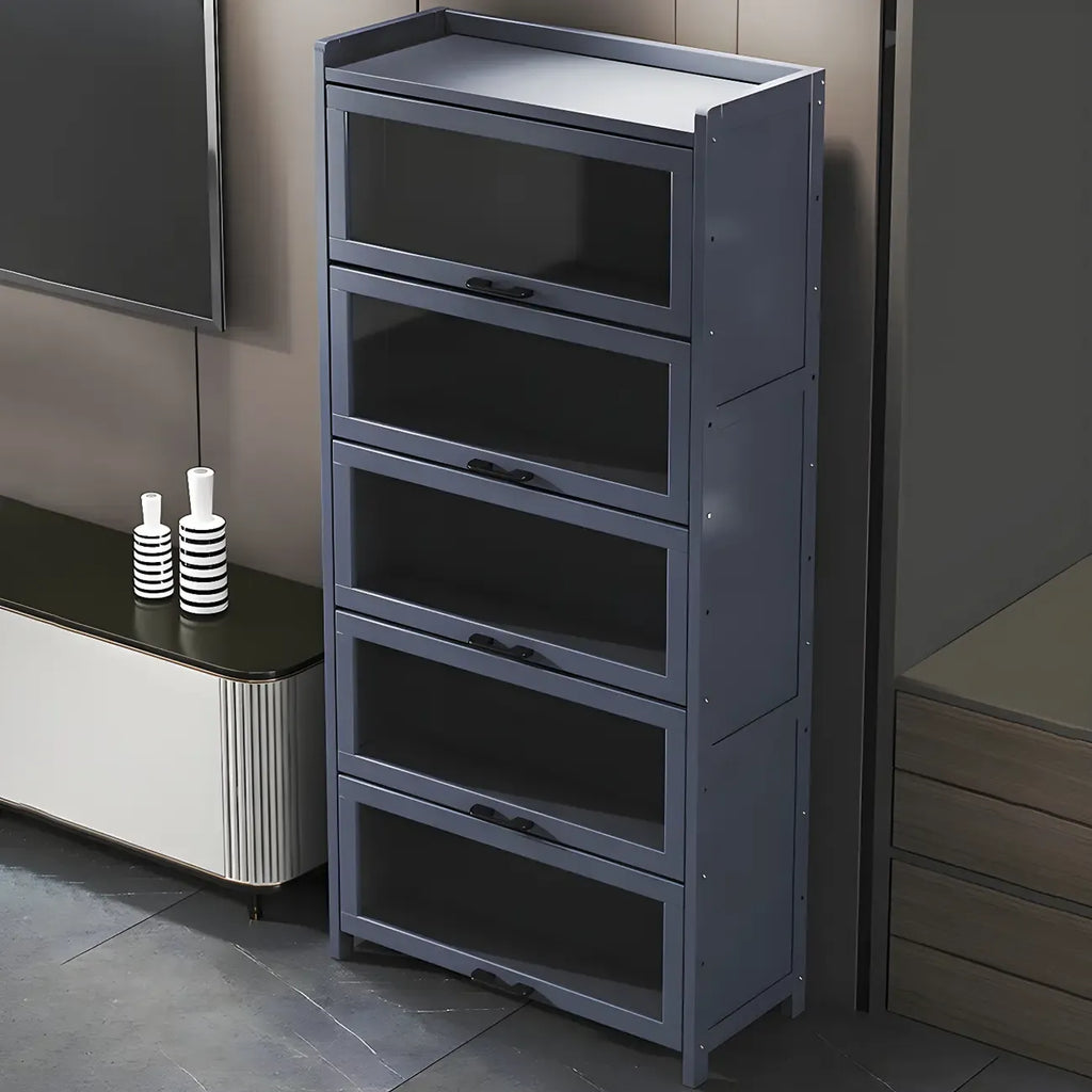 Vitrine moderne en bambou gris pour salon