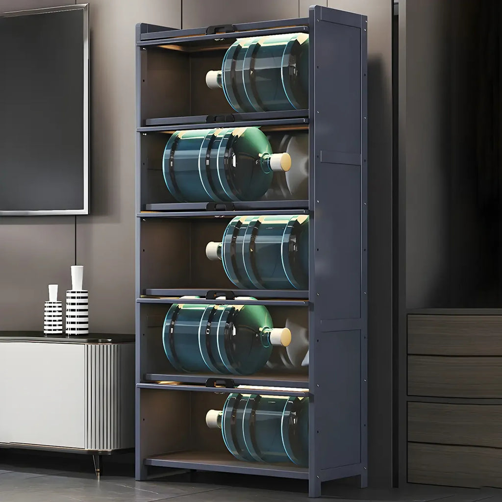 Vitrine moderne en bambou gris pour salon