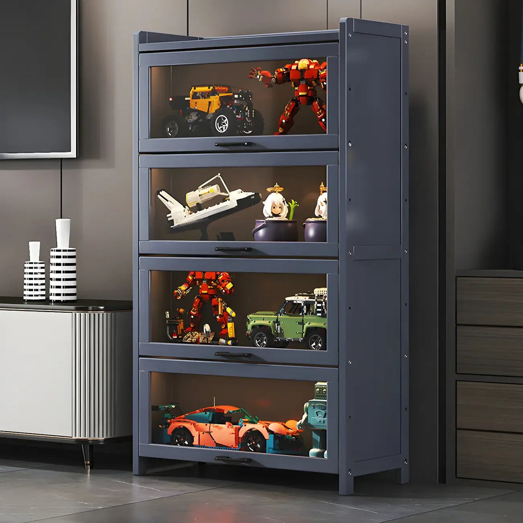 Vitrine moderne en bambou gris pour salon