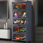 Vitrine moderne en bambou gris pour salon