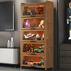 Vitrine moderne en bambou gris pour salon