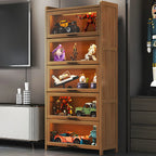 Vitrine moderne en bambou gris pour salon
