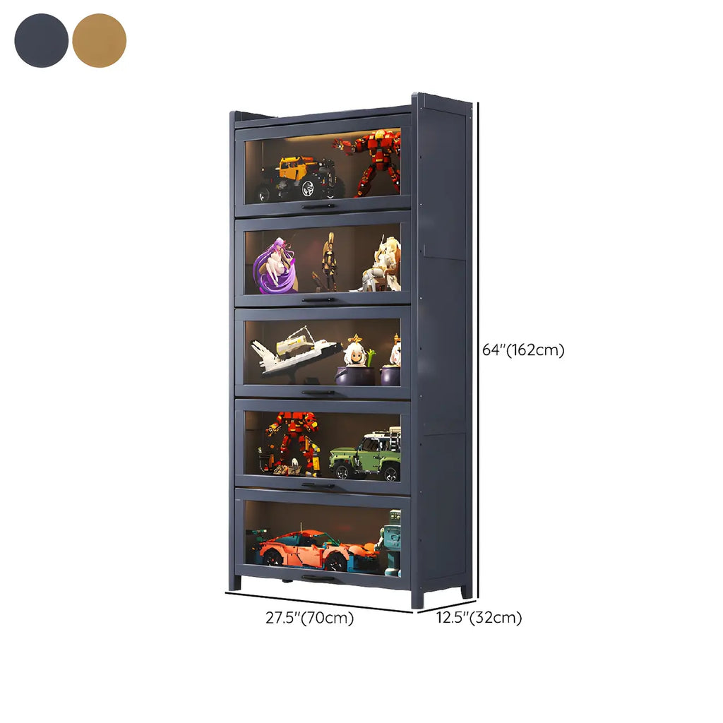 Vitrine moderne en bambou gris pour salon