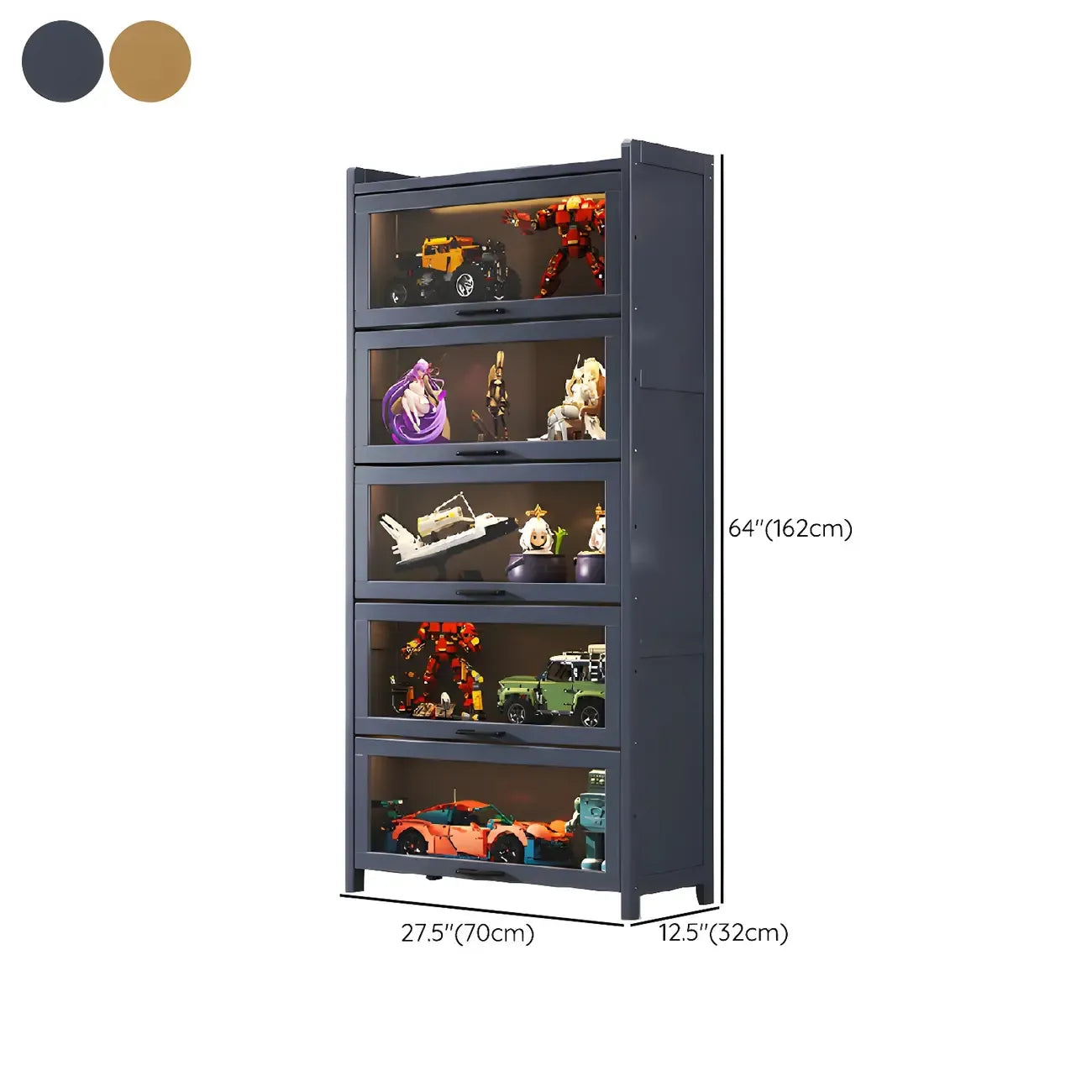 Vitrine moderne en bambou gris pour salon