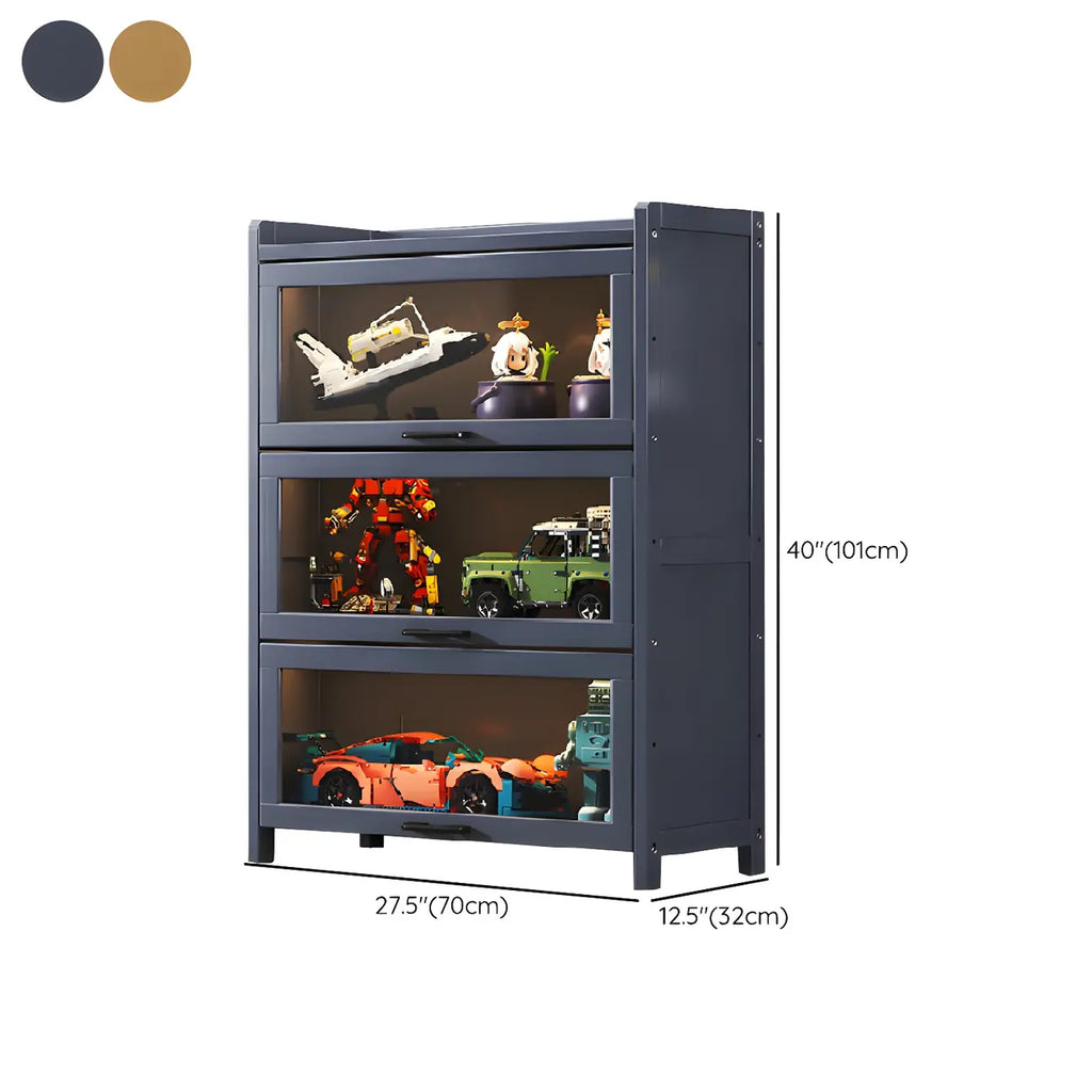 Vitrine moderne en bambou gris pour salon