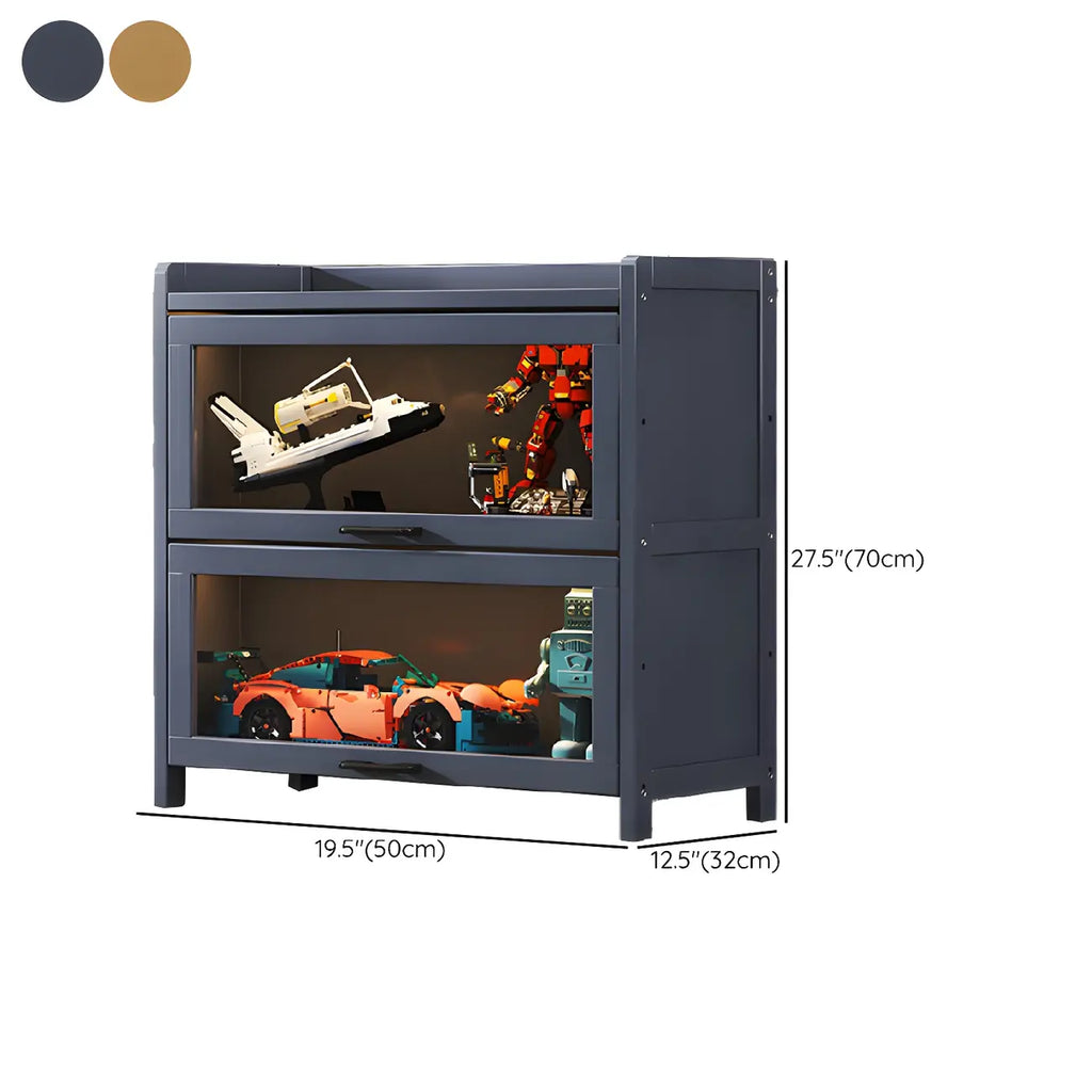 Vitrine moderne en bambou gris pour salon
