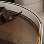 Table de chevet de luxe avec plateau en verre, tiroir de rangement et niche ouverte