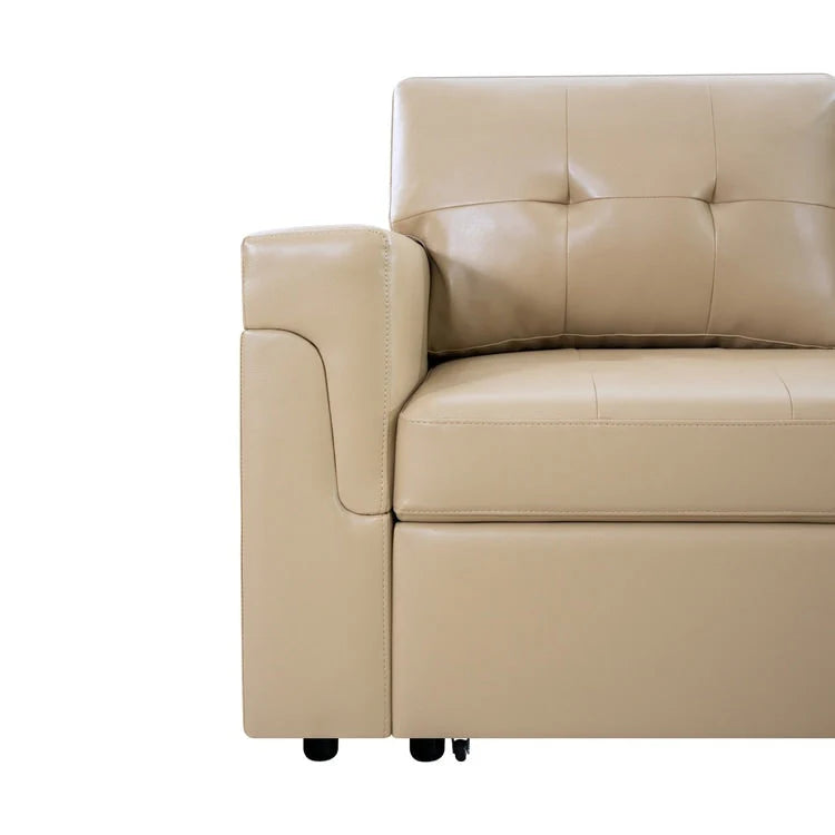 Canapé d'angle convertible et réversible avec lit gigogne, méridienne de rangement dissimulée et pieds robustes.