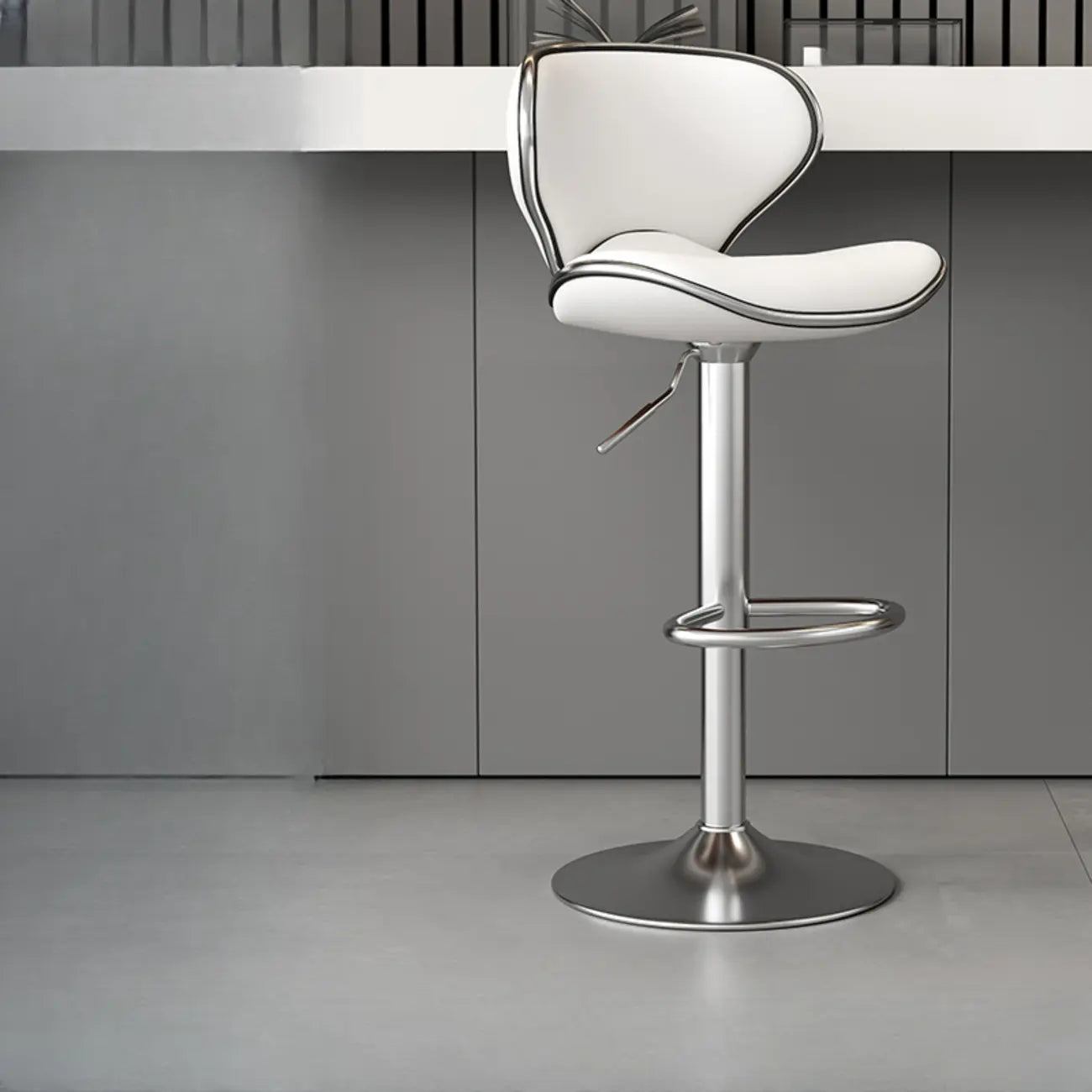 Tabouret de bar pivotant et réglable avec selle rembourrée en cuir