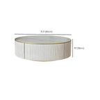 Table basse ronde en bois blanc avec tiroir relevable