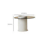 Table basse ronde en bois blanc avec tiroir relevable