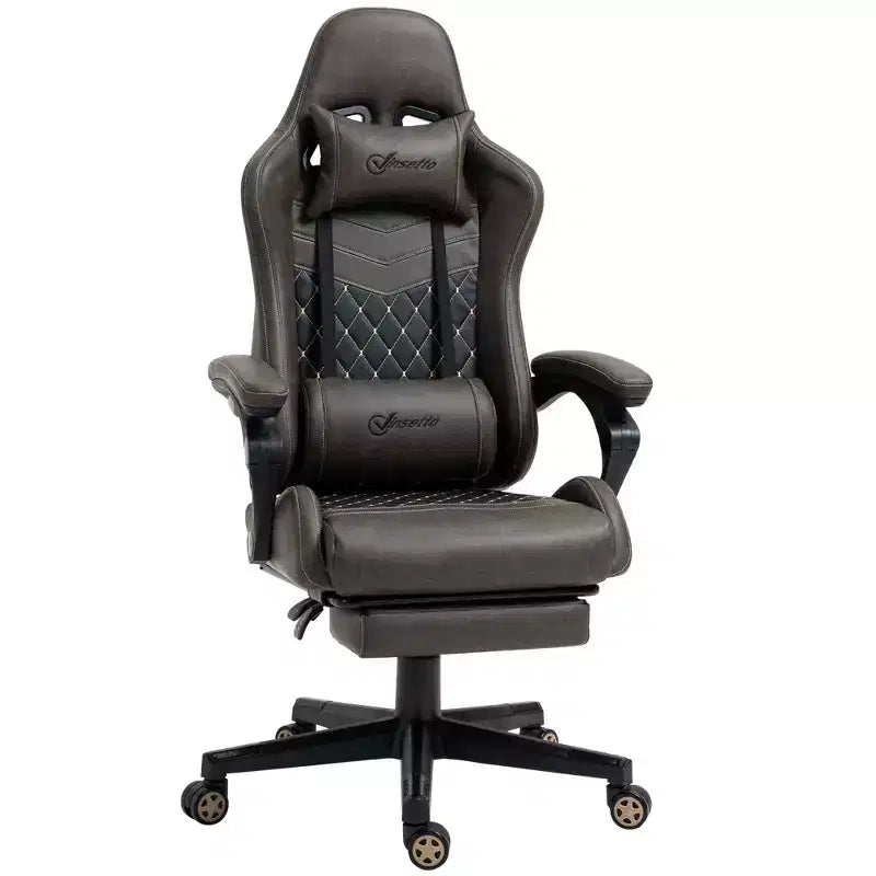 Sedia Gaming Vinsetto Racing Sedia da Ufficio Gamer in Pelle PU a Diamante Schienale Alto Girevole Reclinabile con Poggiapiedi, Supporto Lombare, Altezza Regolabile