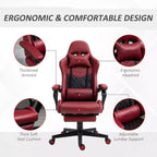 Sedia Gaming Vinsetto Racing Sedia da Ufficio Gamer in Pelle PU a Diamante Schienale Alto Girevole Reclinabile con Poggiapiedi, Supporto Lombare, Altezza Regolabile