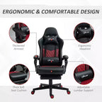 Sedia Gaming Vinsetto Racing Sedia da Ufficio Gamer in Pelle PU a Diamante Schienale Alto Girevole Reclinabile con Poggiapiedi, Supporto Lombare, Altezza Regolabile