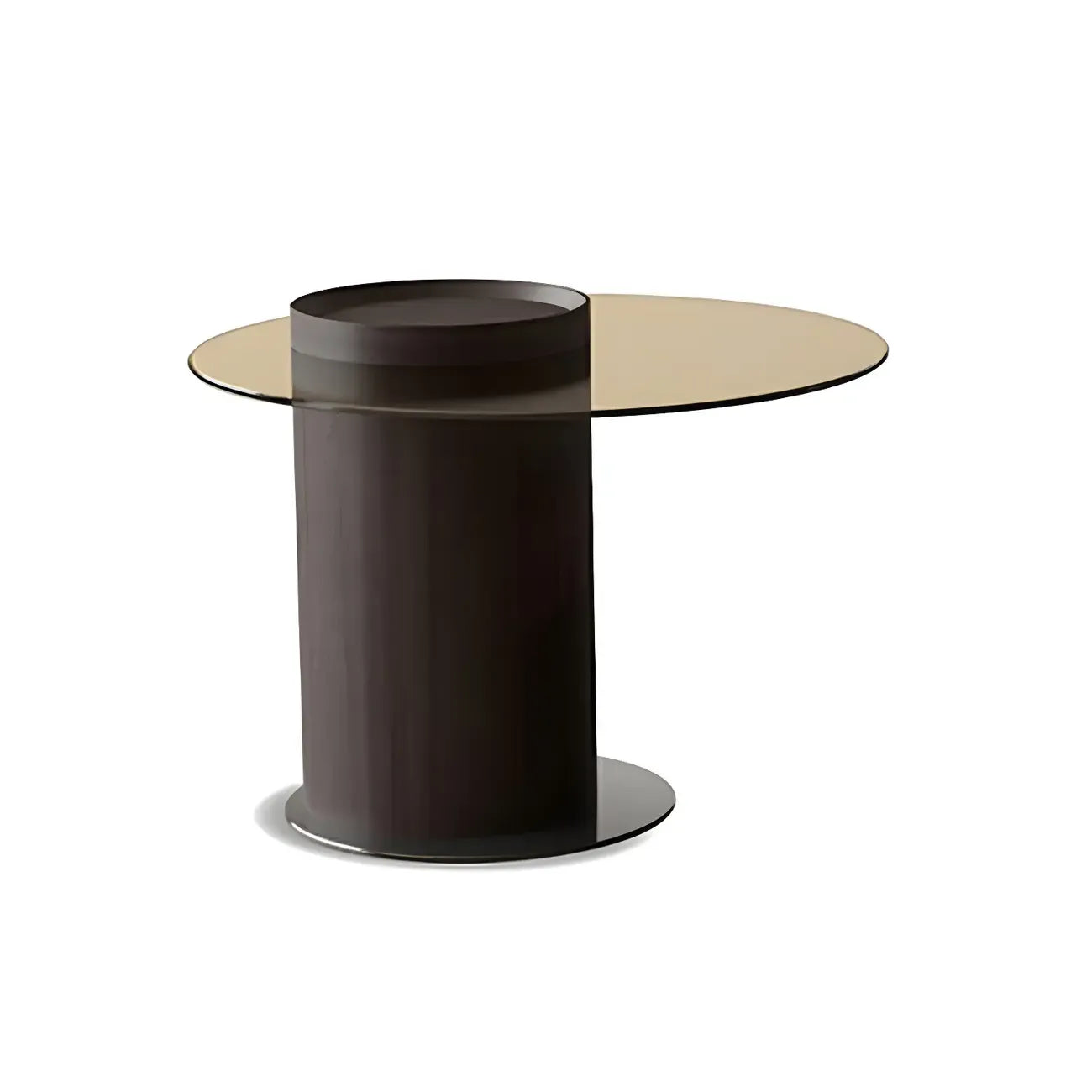 Table basse ronde élégante marron beige avec rangement