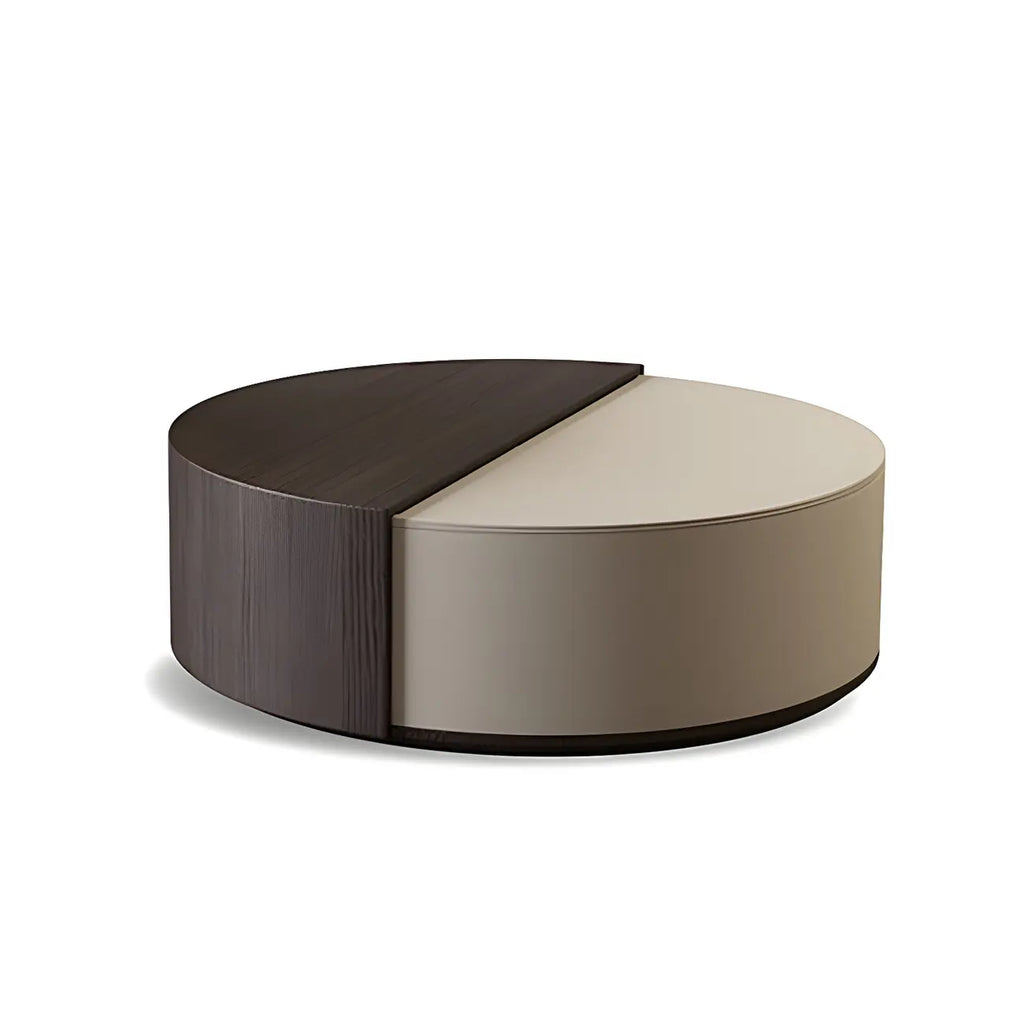 Table basse ronde élégante marron beige avec rangement
