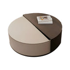 Table basse ronde élégante marron beige avec rangement