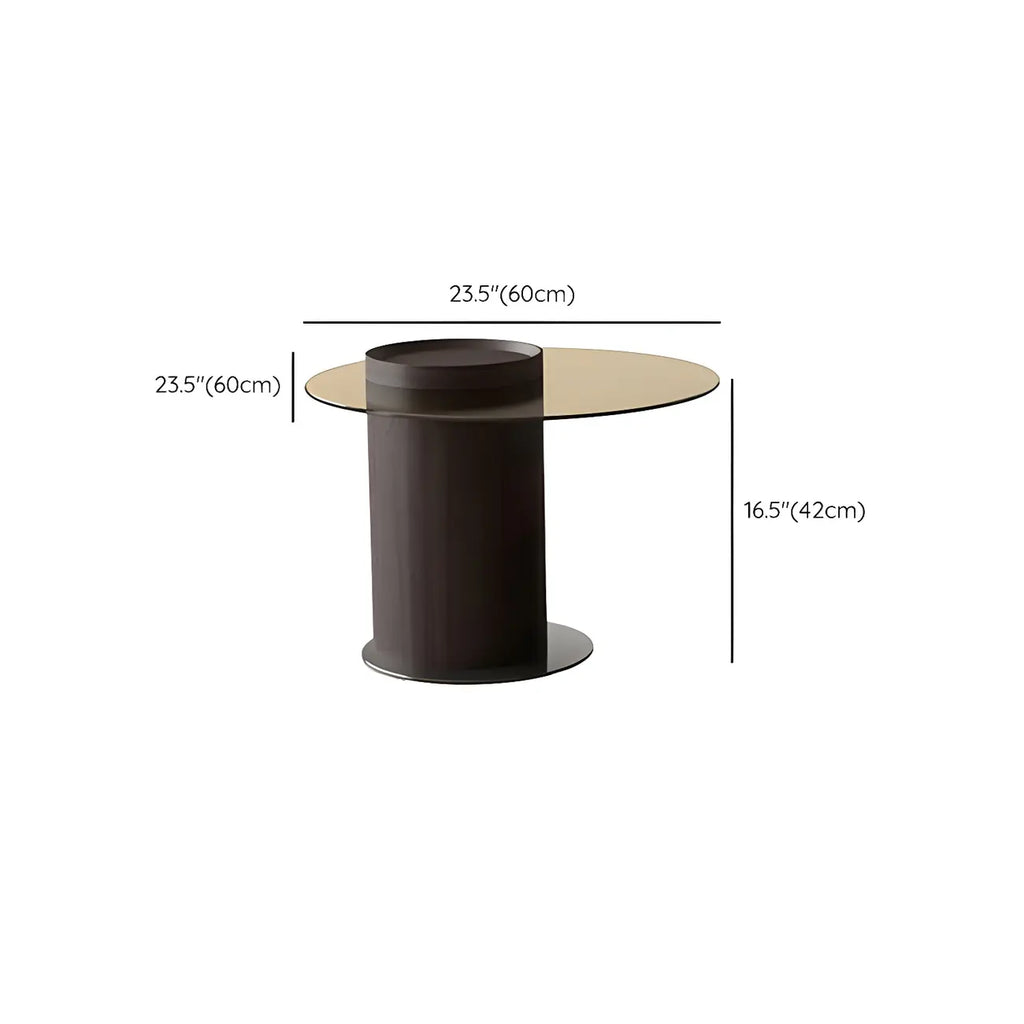 Table basse ronde élégante marron beige avec rangement