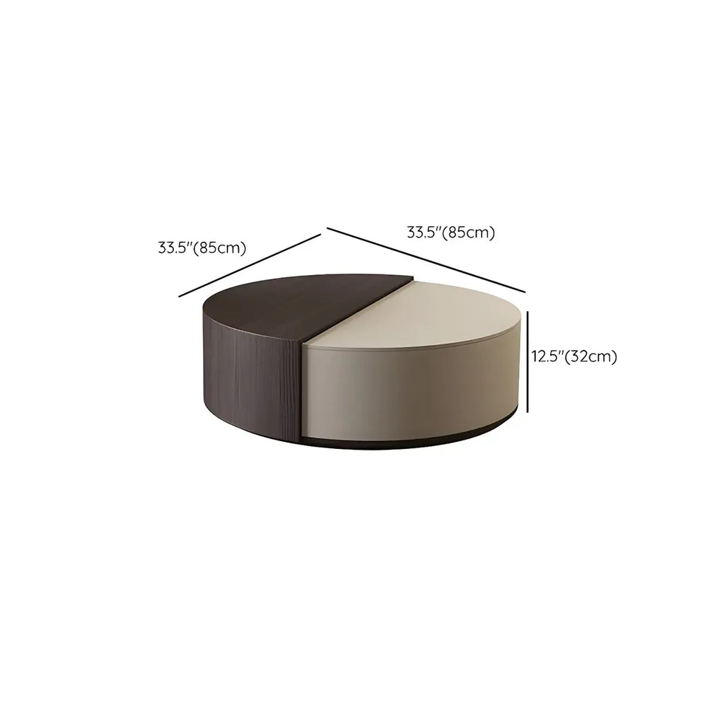 Table basse ronde élégante marron beige avec rangement