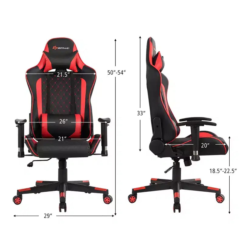 Sedia da Gaming con Massaggio Costway, Sedia da Corsa Reclinabile con Supporto Lombare e Poggiatesta Bianco/Blu/Rosa/Rosso