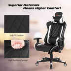 Sedia da Gaming con Massaggio Costway, Sedia da Corsa Reclinabile con Supporto Lombare e Poggiatesta Bianco/Blu/Rosa/Rosso