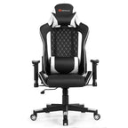 Sedia da Gaming con Massaggio Costway, Sedia da Corsa Reclinabile con Supporto Lombare e Poggiatesta Bianco/Blu/Rosa/Rosso