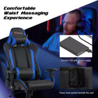 Sedia da Gaming con Massaggio Costway, Sedia da Corsa Reclinabile con Supporto Lombare e Poggiatesta Bianco/Blu/Rosa/Rosso