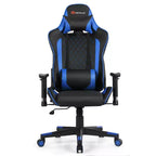 Sedia da Gaming con Massaggio Costway, Sedia da Corsa Reclinabile con Supporto Lombare e Poggiatesta Bianco/Blu/Rosa/Rosso