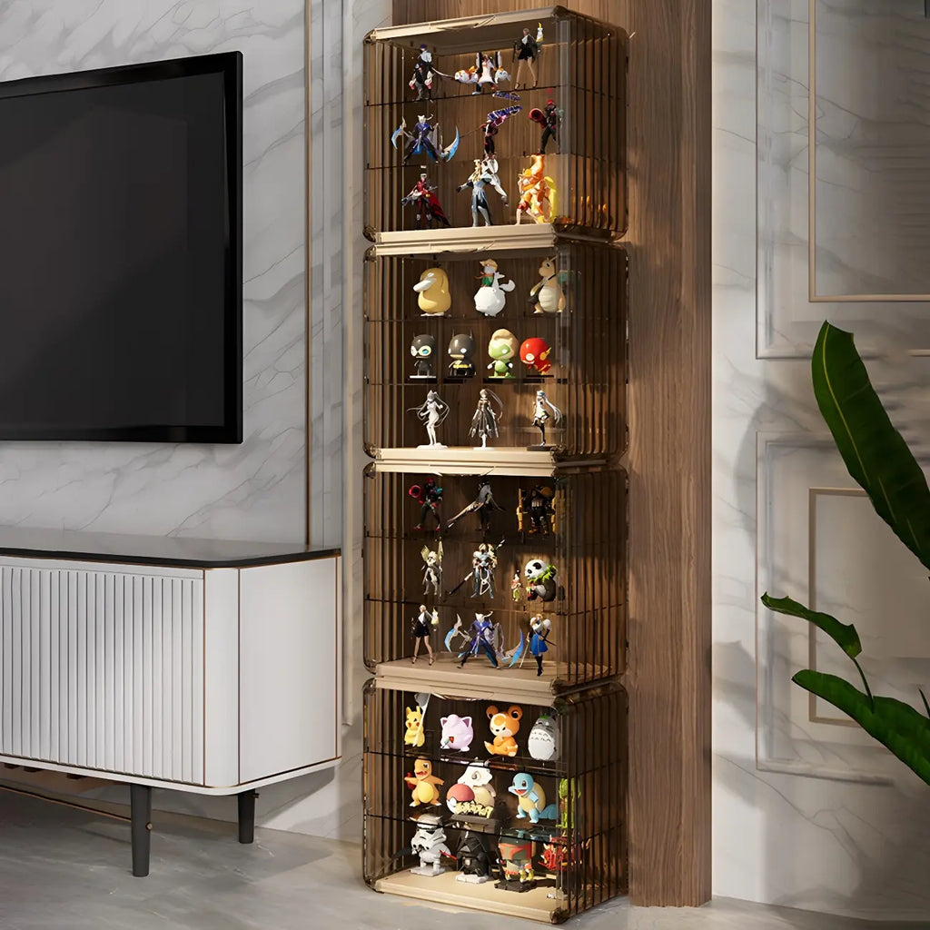 Vitrine empilable en acrylique transparent pour salon