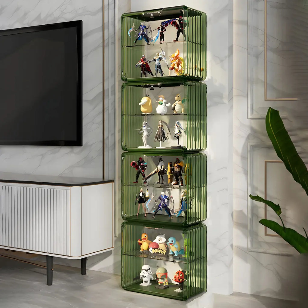 Vitrine empilable en acrylique transparent pour salon