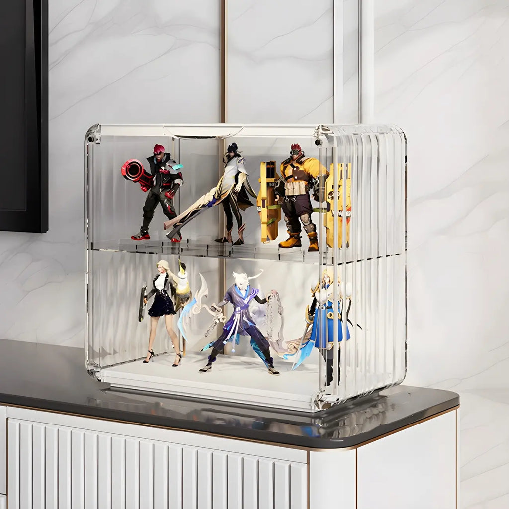 Vitrine empilable en acrylique transparent pour salon