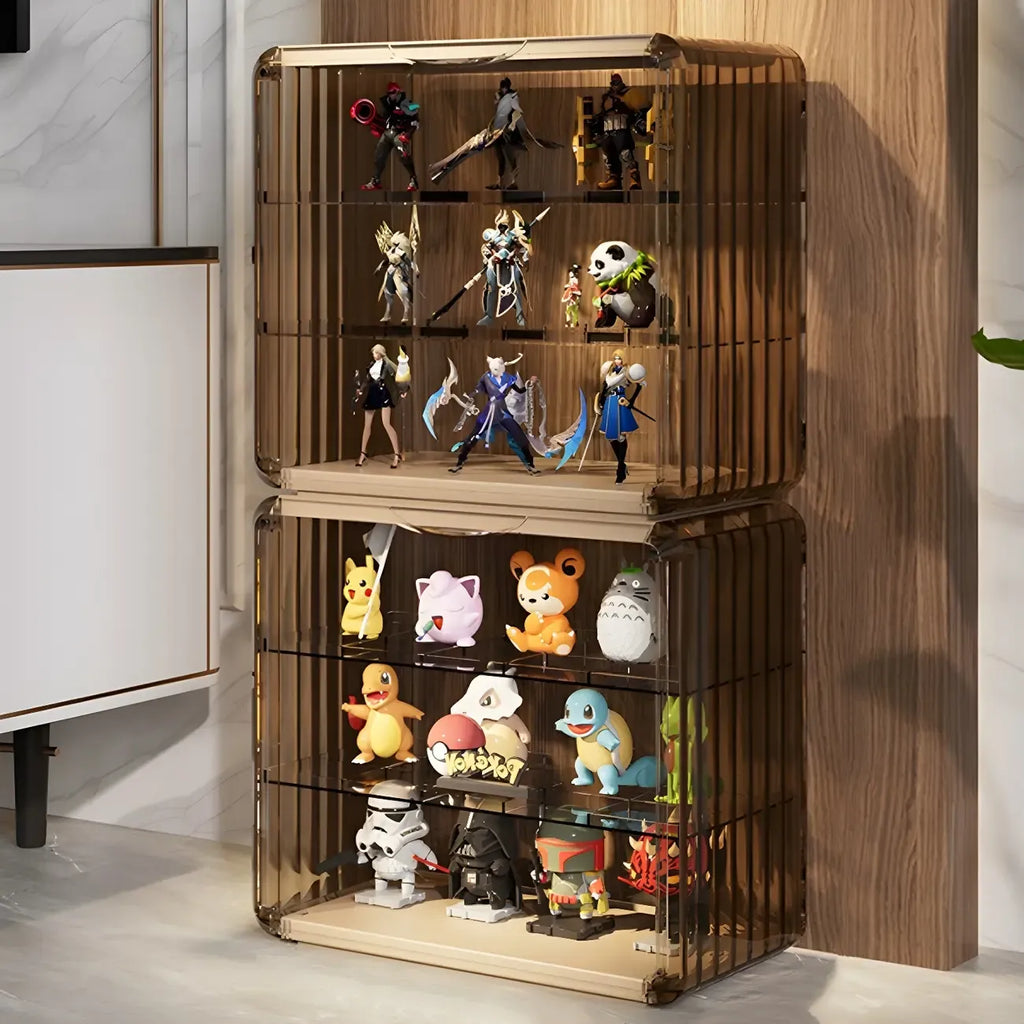 Vitrine empilable en acrylique transparent pour salon