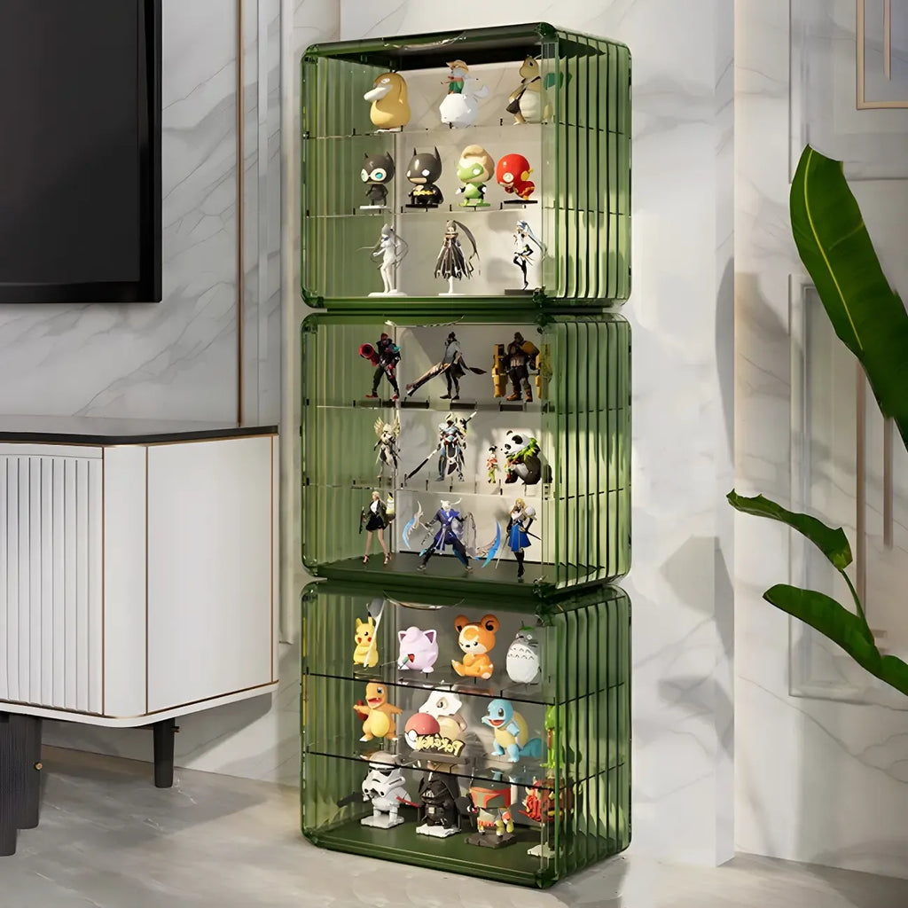 Vitrine empilable en acrylique transparent pour salon