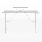 Bureau de jeu BlackArc avec plateau stratifié et cadre en acier - Porte-gobelet détachable, crochet pour casque et support pour smartphone/moniteur
