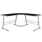 BlackArc L-Shaped Gaming Desk with Tempered Glass Top and Powder Coated Steel Frame