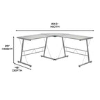 Bureau de jeu d'angle BlackArc avec plateau en verre trempé et cadre en acier thermolaqué